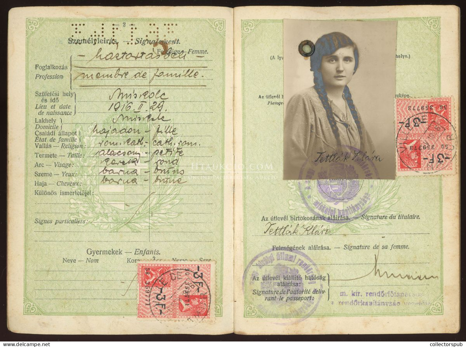 ÚTLEVÉL 1933. MISKOLC  Belga és Magyar Konzuli Illeték Bélyegekkel, Ritka Darab! Passport - Sin Clasificación