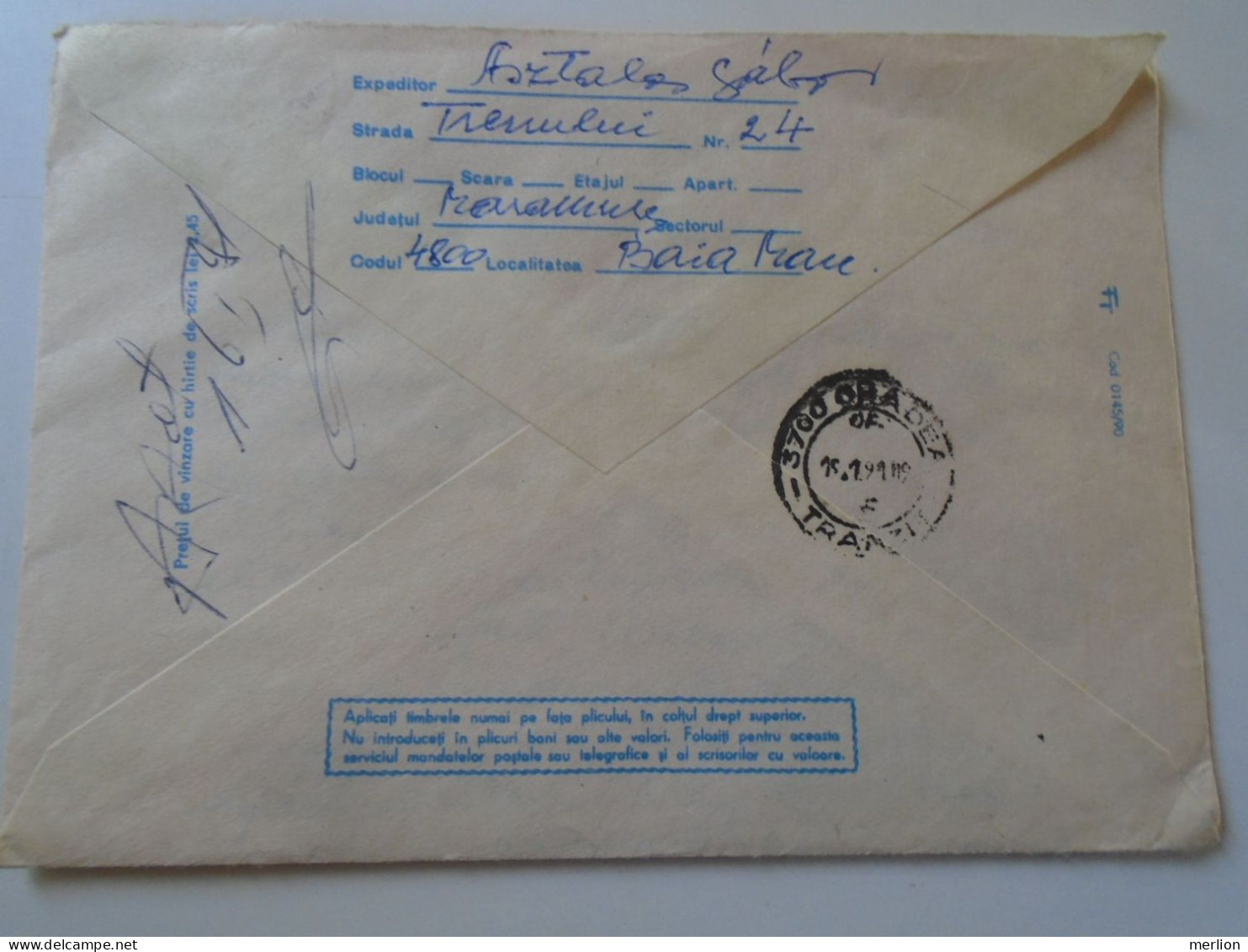 D199149   Romania  Registered  Cover  - Uprated Postal Stationery  Timisoara  1990 - Covers & Documents