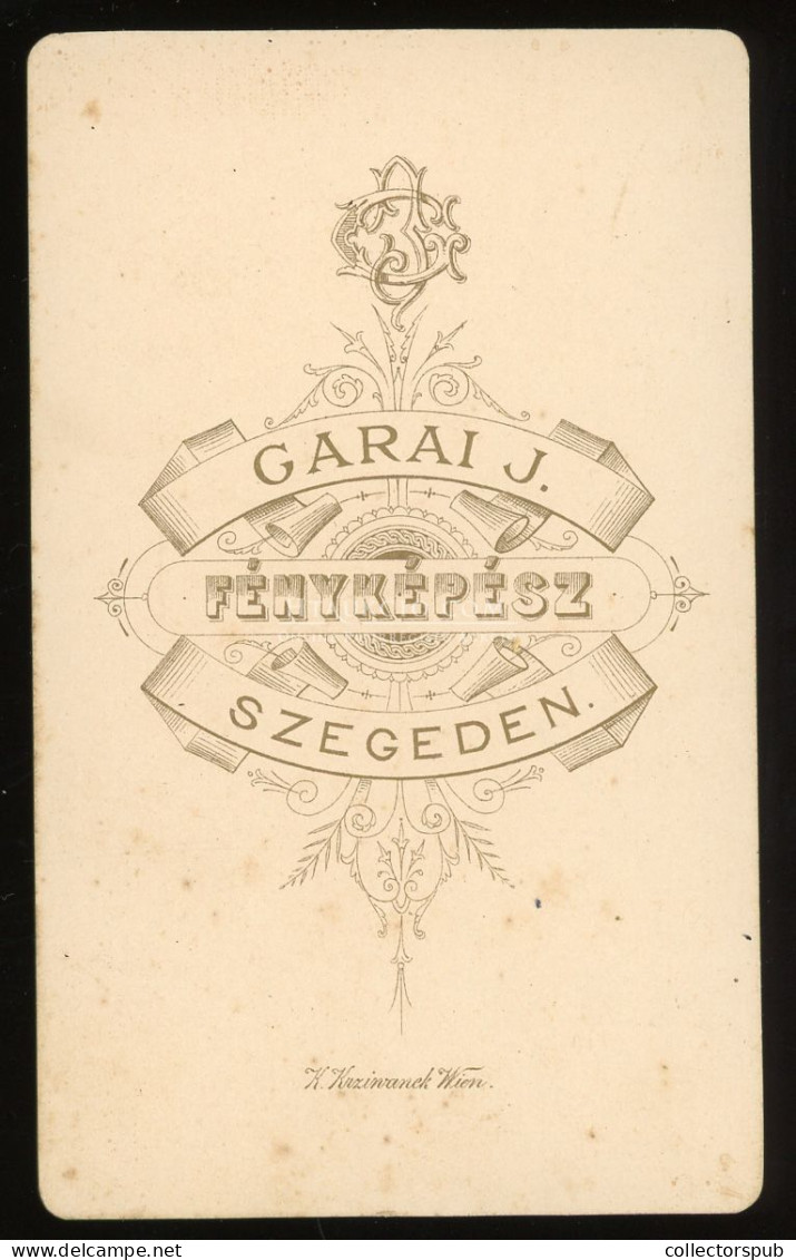 SZEGED 1880. Ca. Garay :  Férfi, Visit Fotó - Anciennes (Av. 1900)