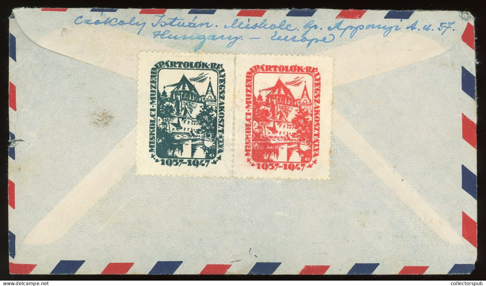 MISKOLC 1947. Dekoratív Alk. Légi Levél Az USA-ba Küldve! - Used Stamps