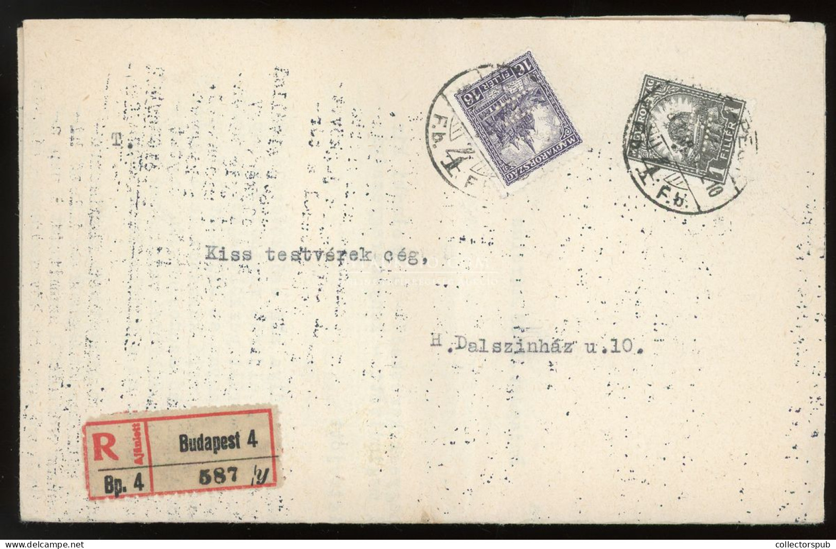 BUDAPEST 1928. Helyi Ajánlott Levél, Céglyukasztásos Bélyegekkel - Used Stamps