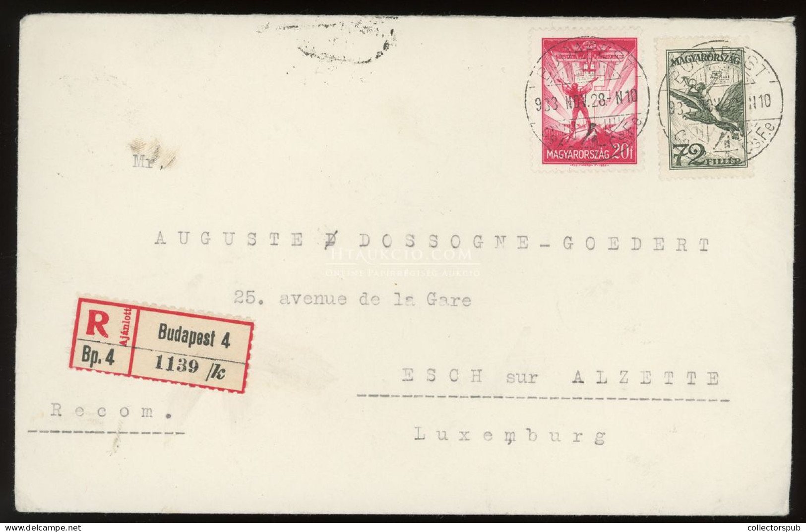 BUDAPEST 1933. Ajánlott Levél Luxemburgba Küldve - Used Stamps