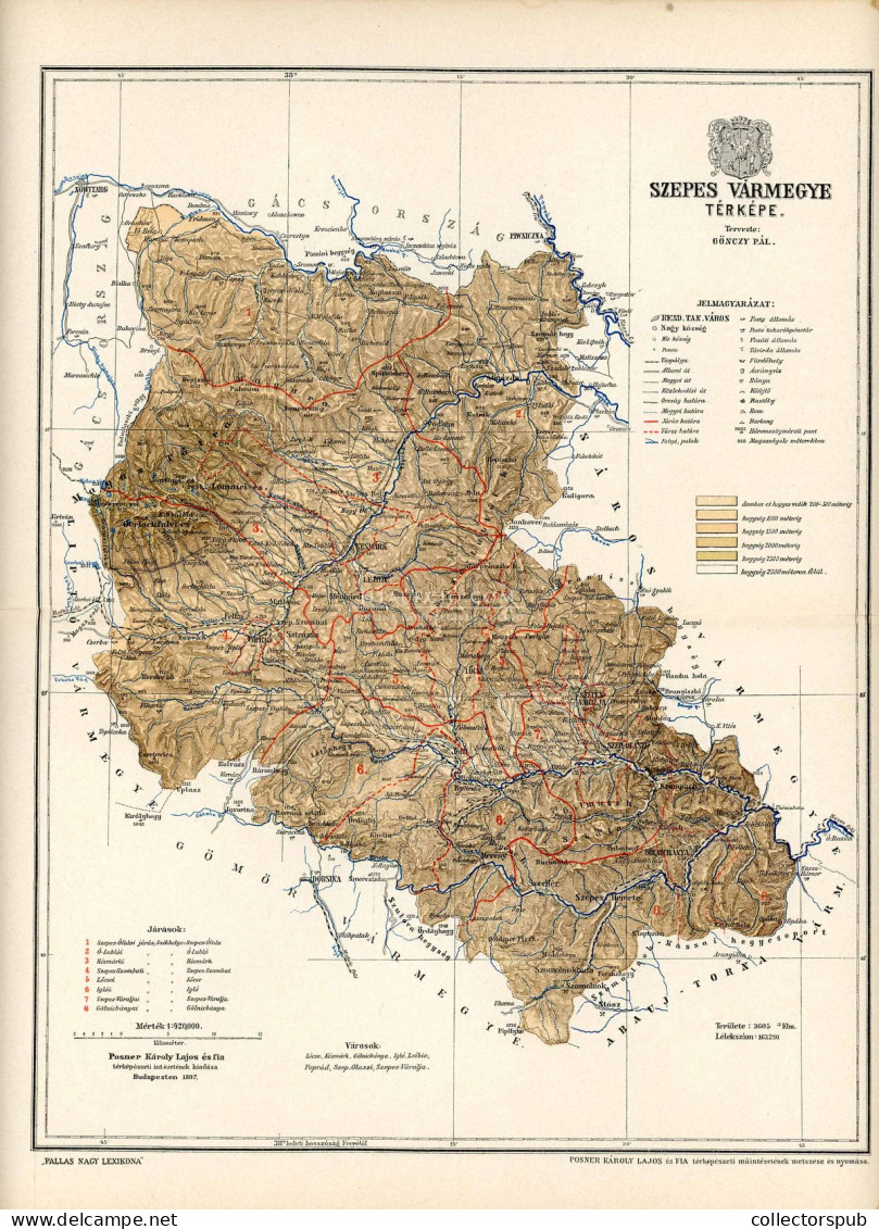 VÁRMEGYE TÉRKÉPEK - Gönczy (Pallas) 15db!  FELVIDÉK   A/4 1897.MAPS Slovakia - Zonder Classificatie