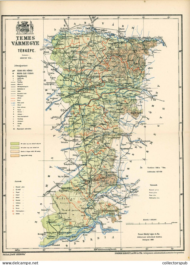 VÁRMEGYE TÉRKÉPEK - Gönczy (Pallas) 6db!  ERDÉLY   A/4 1897. Krassó-Szörény, Arad, Bihar, Szatmár, Szilágy, Temes - Sin Clasificación