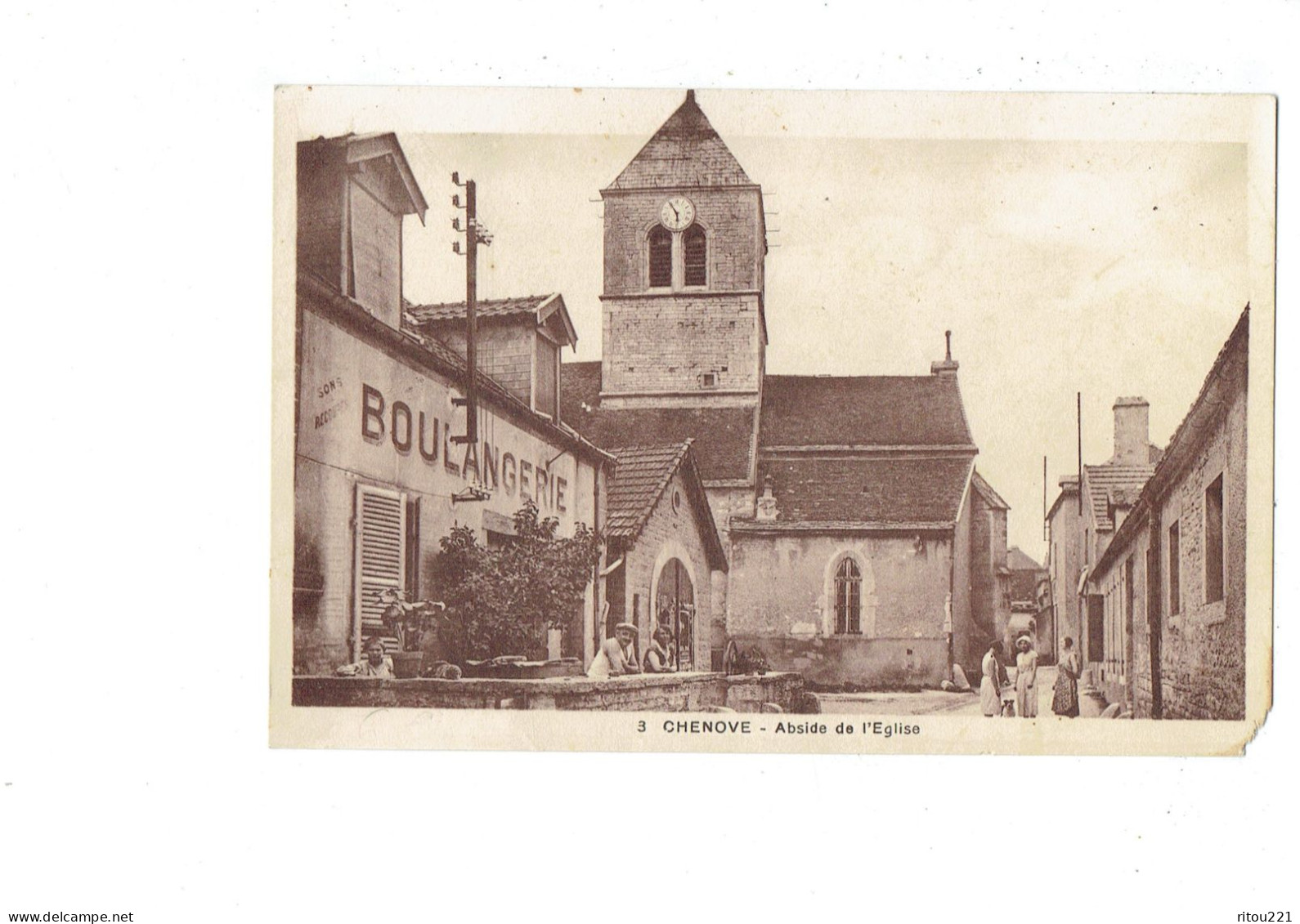 Cpa - 21 - Côte D'Or - Chenove - Abside De L'église - Boulangerie - N°3 Brigandet - Animation - Chenove