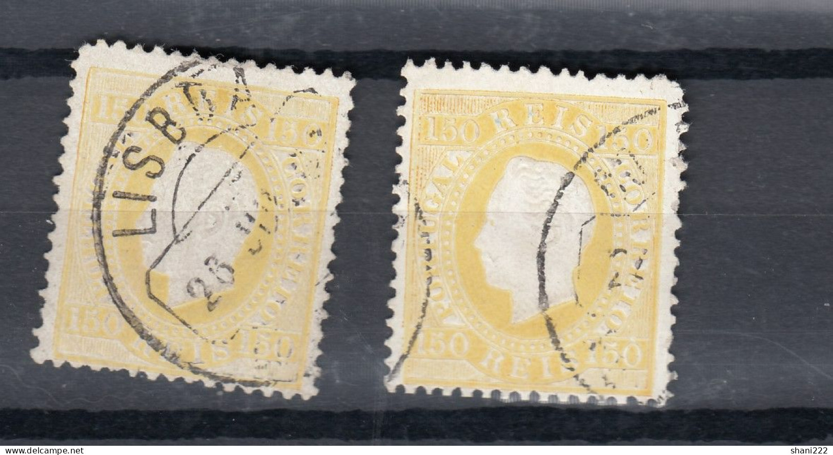 Portugal 1870 Luiz, 150 R. Yellow, 2 Copies (6-186) - Unused Stamps