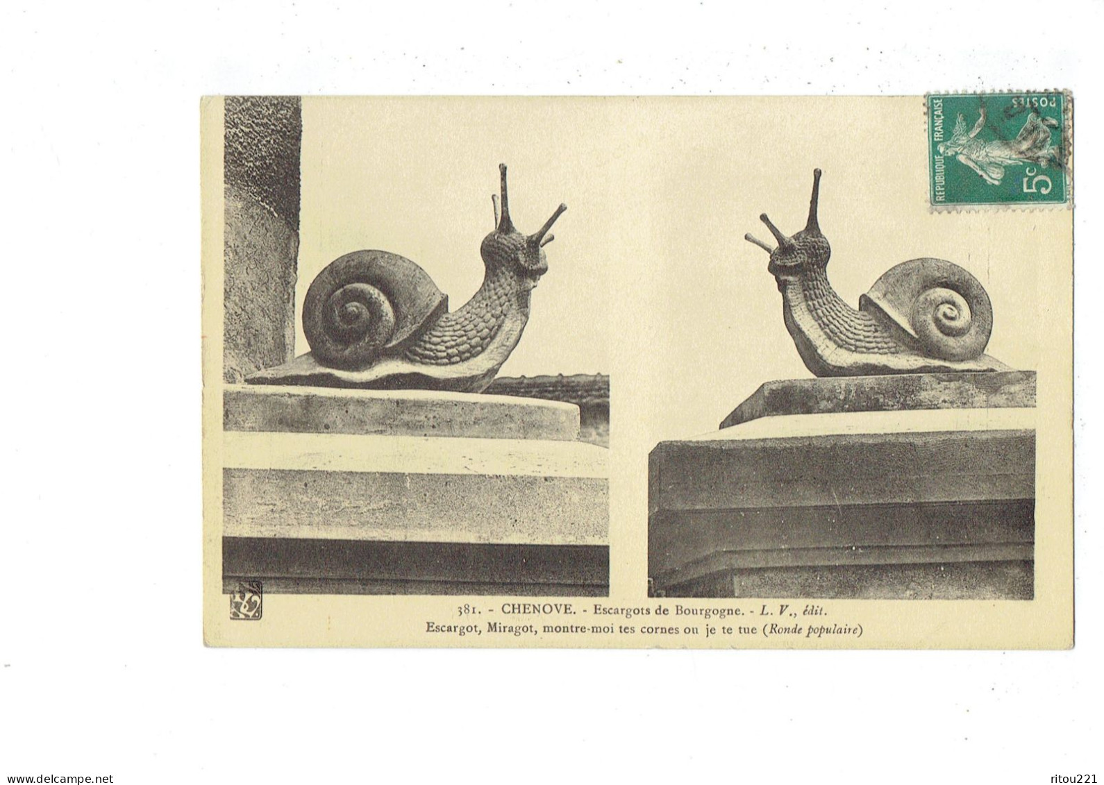 Cpa - 21 - Côte D'Or - Chenove - Escargots - Escargot Miragot Cornes - L.V. 381 - Chenove