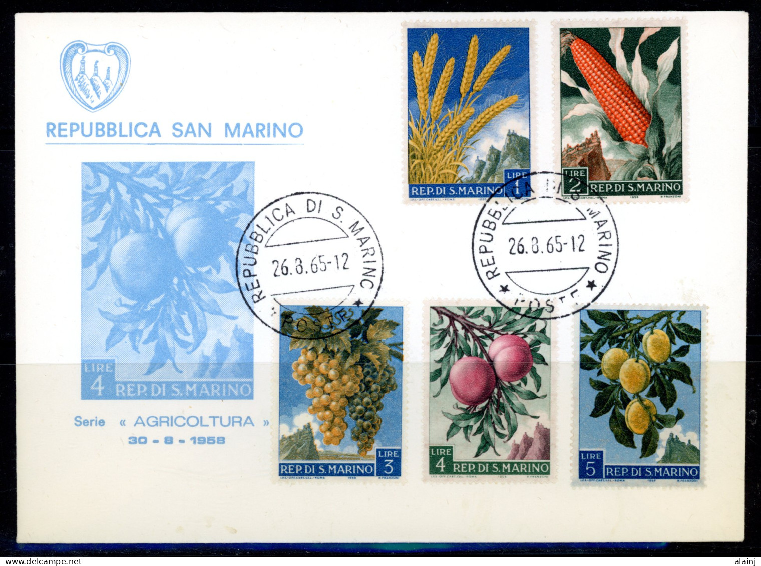San Marino   Y&T   449 - 453    Obl    ---    Sur Lettre Oblitérée En 1965   ---   Bel état. - Briefe U. Dokumente