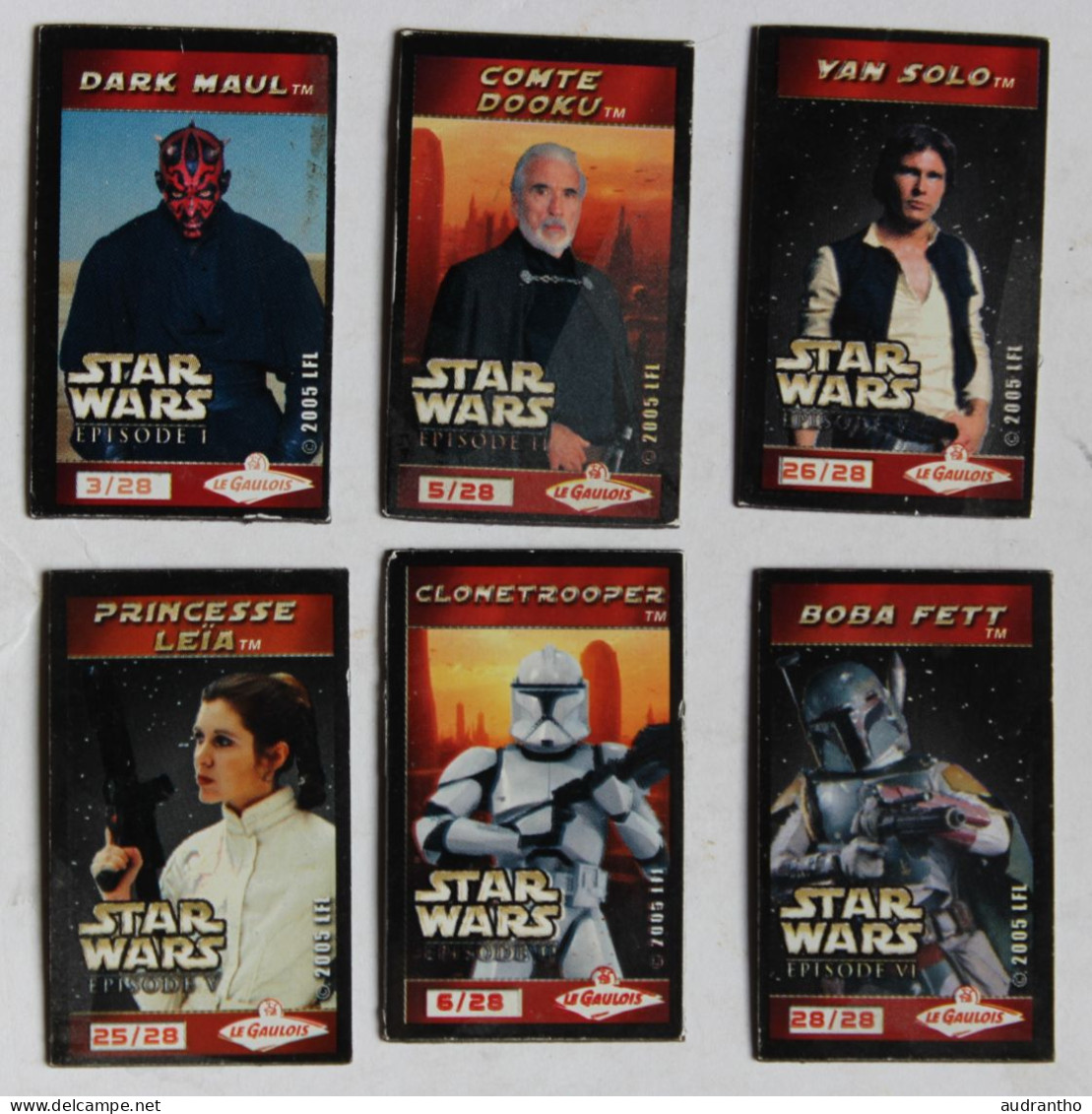 6 Magnets STAR WARS 2005  LFL Le Gaulois Dark Vador Obi Wan Kenobi Mace Windu C-3PO ... - Star Wars