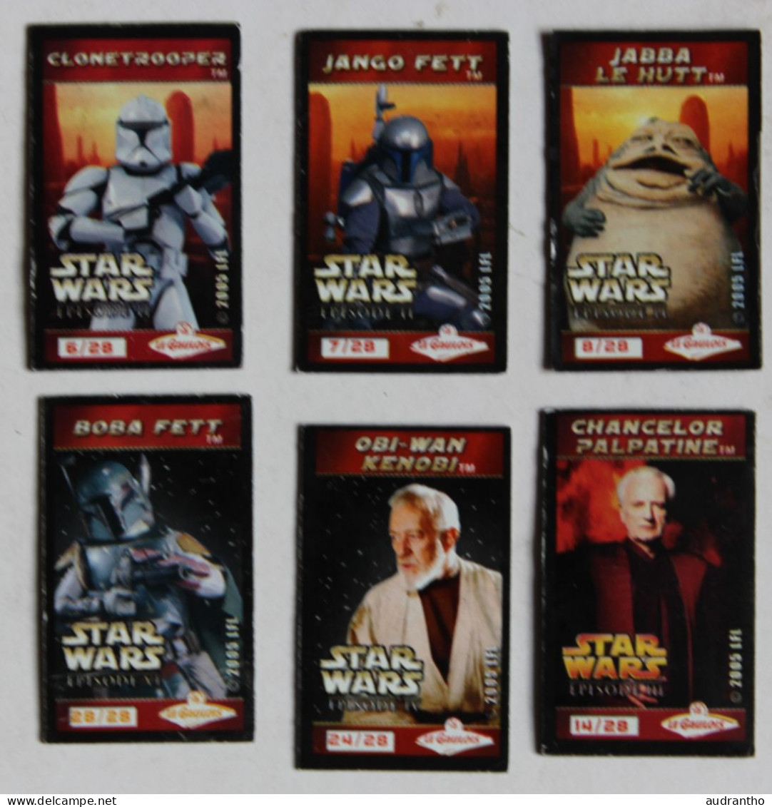 6 Magnets STAR WARS 2005  LFL Le Gaulois Dark Vador Obi Wan Kenobi Mace Windu C-3PO ... - Star Wars