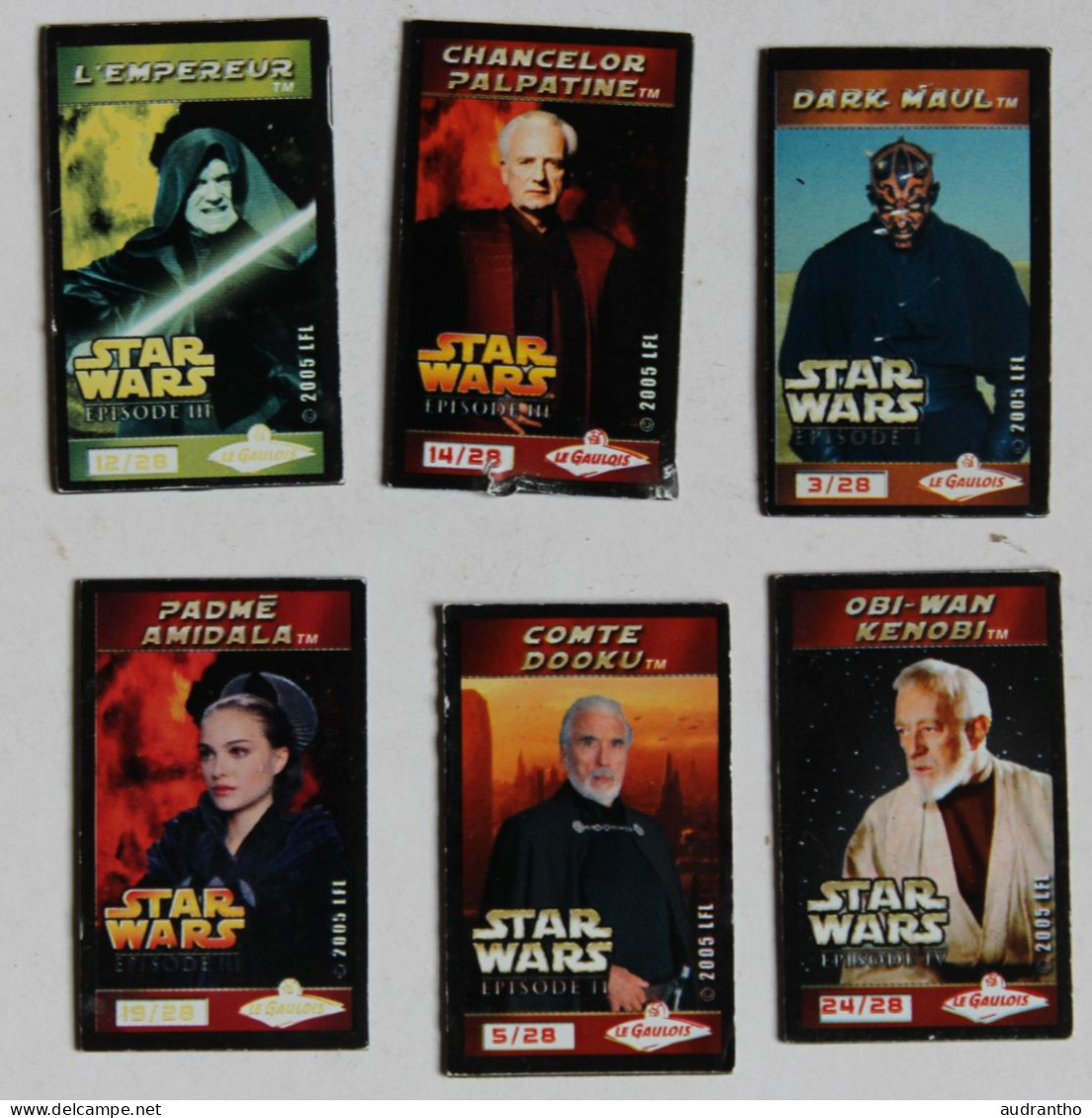 6 magnets STAR WARS 2005  LFL Le Gaulois Dark Vador Obi Wan Kenobi Mace Windu C-3PO ...