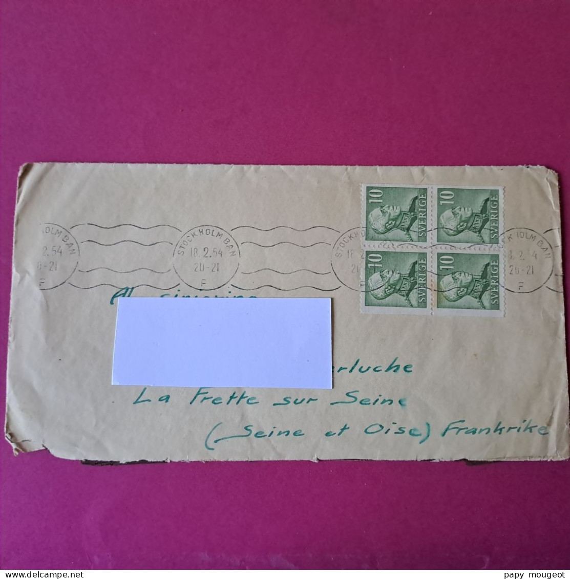 Lettre De Stockholm Pour La Frette Sur Seine (Seine Et Oise) France 18-02-1954 - Lettres & Documents