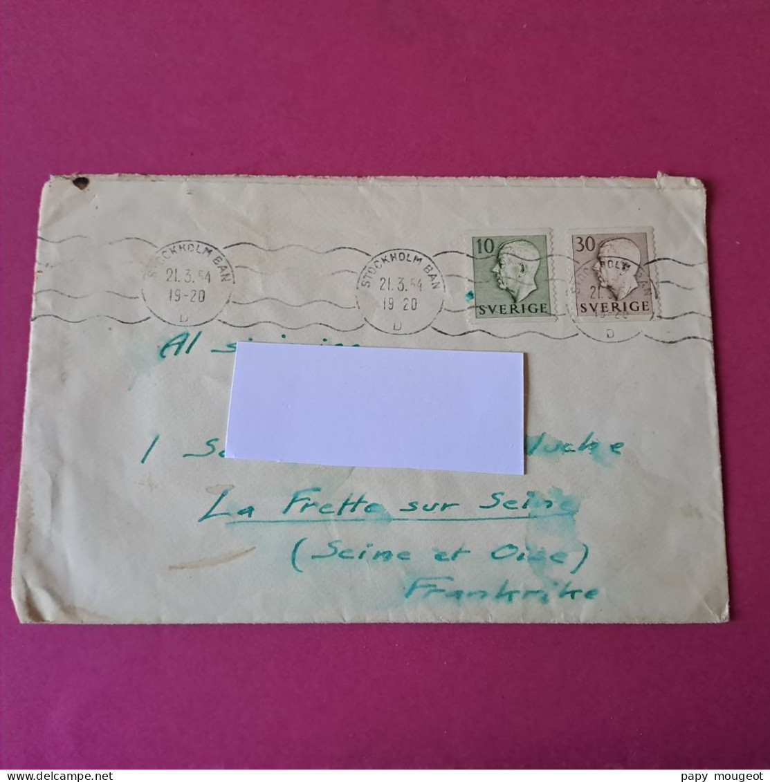 Lettre De Stockholm Pour La Frette Sur Seine (Seine Et Oise) France 21-03-1954 - Briefe U. Dokumente