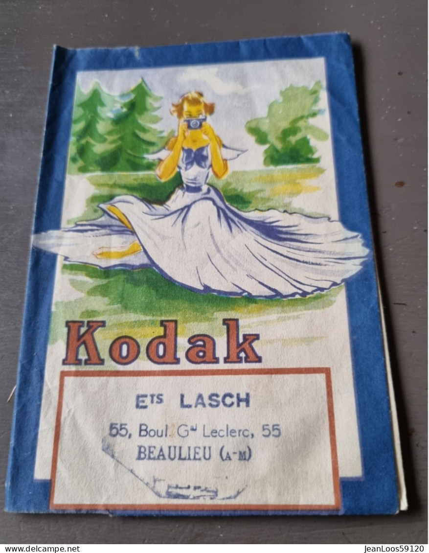 Pochette Ancienne Pour Photo & Négatif - Publicité KODAK  Studio LASCH à BEAULIEU SUR MER - Matériel & Accessoires