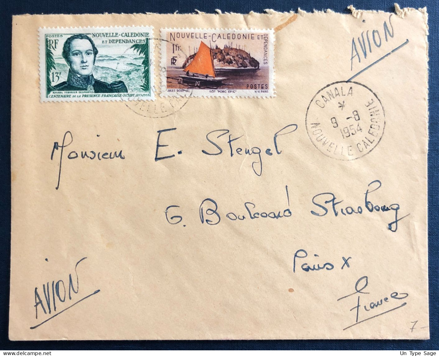 Nouvelle-Calédonie, Divers Sur Enveloppe TAD CANALA 9.8.1954 - (B3243) - Cartas & Documentos