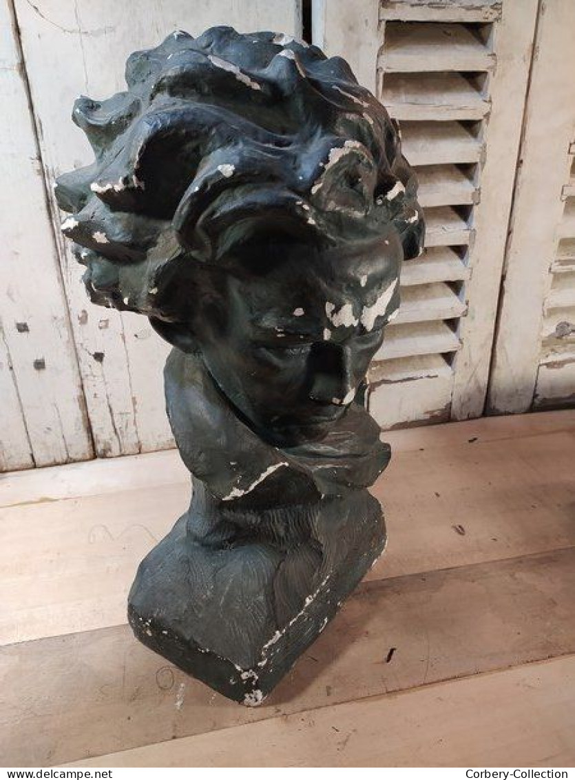 Ancienne Sculpture Buste de Beethoven Signé Cipriani