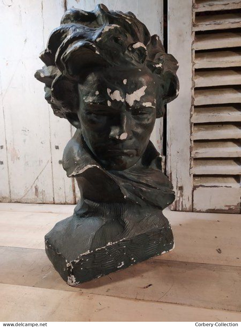 Ancienne Sculpture Buste de Beethoven Signé Cipriani