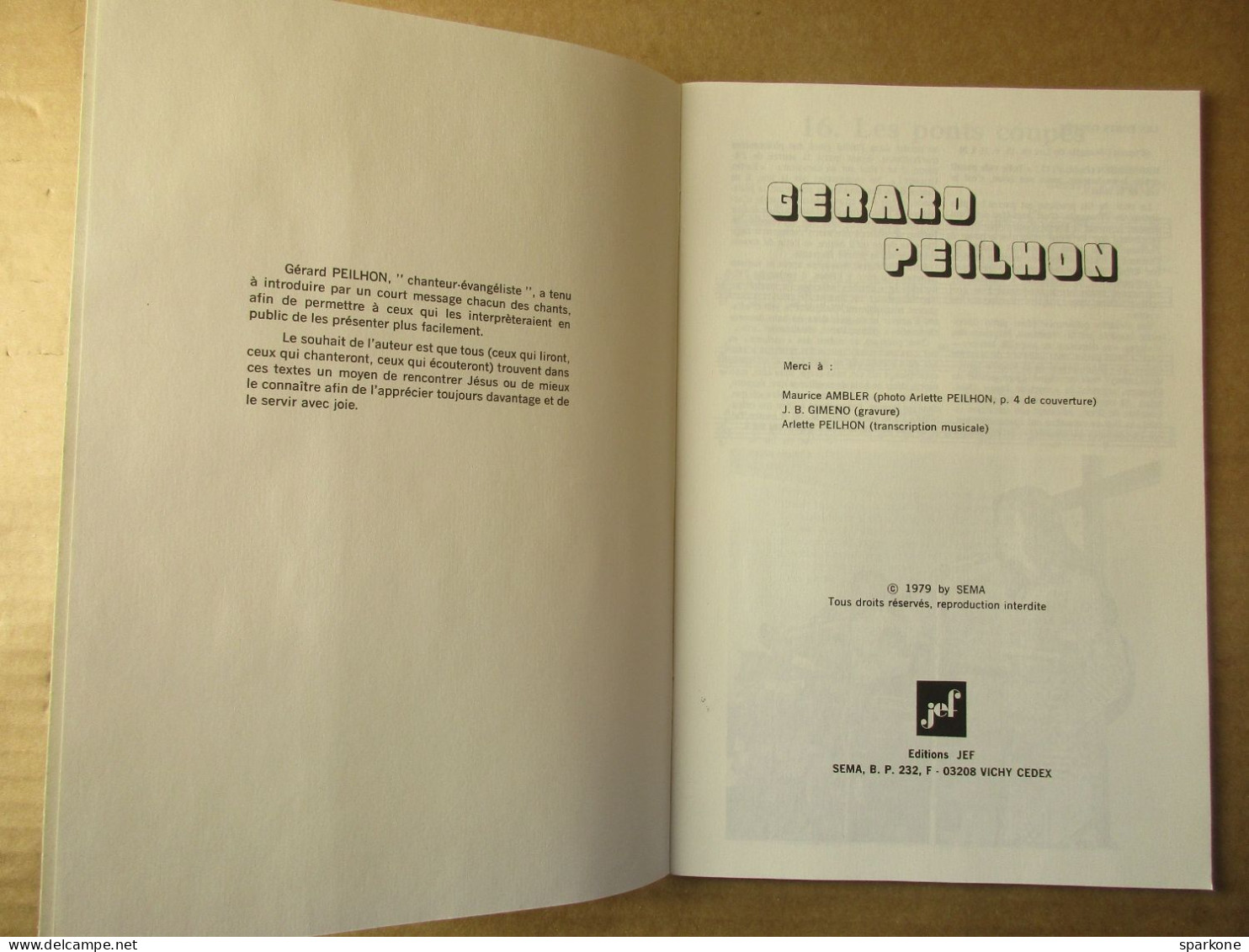 Gérard Peilhon - Album N° 2 (Paroles, Musique Et Accords) éditions De 1979 - Música