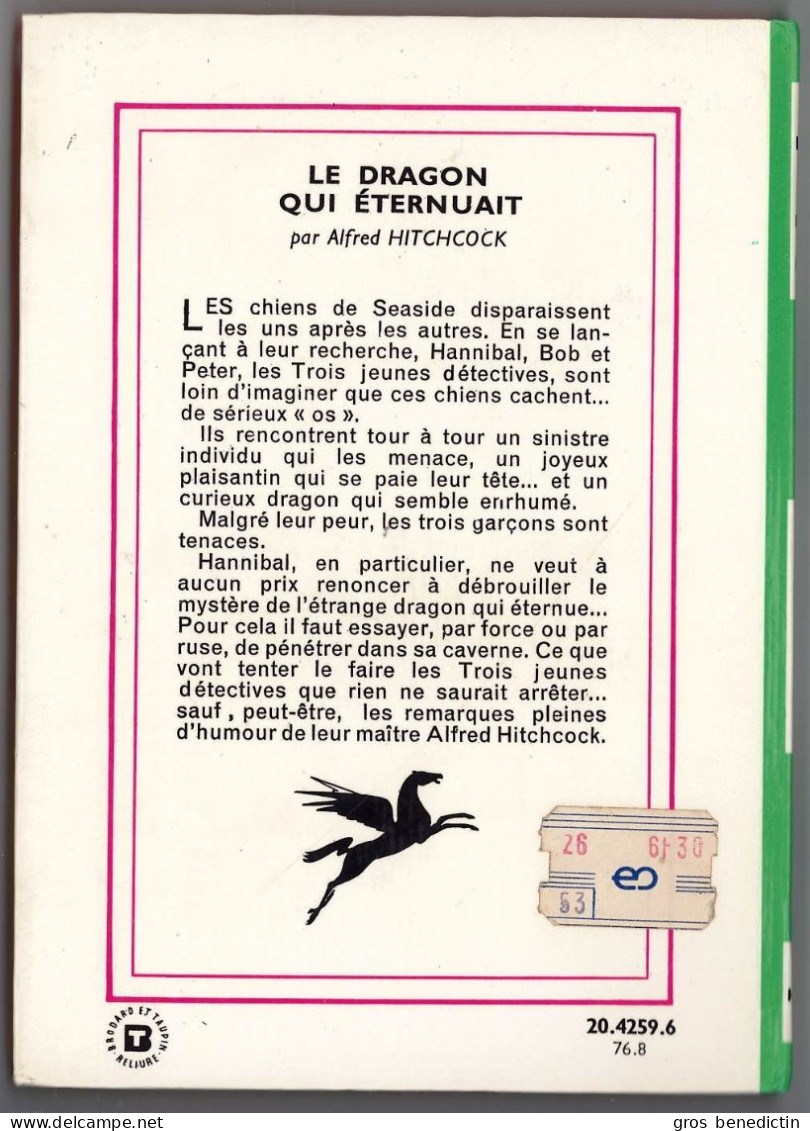 Hachette - Bib. Verte - Hitchcock - Série Des Trois Jeunes Détectives - "Le Dragon Qui éternuait" - 1976 - #Ben&Hitch - Bibliotheque Verte