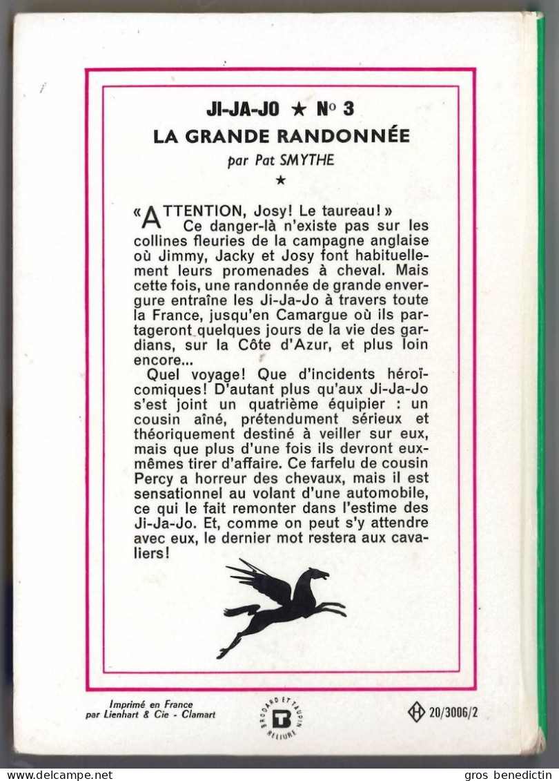 Hachette - Bibliothèque Verte N°356 - Pat Smythe - Série Ji-Ja-Jo - "La Grande Randonnée" - 1968 - #Ben&Jijajo - Biblioteca Verde
