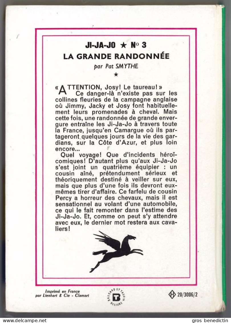 Hachette - Bibliothèque Verte N°356 - Pat Smythe - Série Ji-Ja-Jo - "La Grande Randonnée" - 1968 - #Ben&Jijajo - Bibliothèque Verte