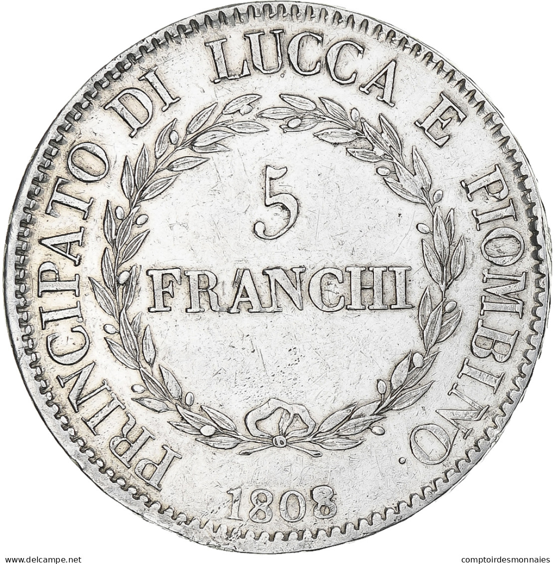 République De Lucques, Felix Et Elisa, 5 Franchi, 1808/7, Florence - Napoléonniennes