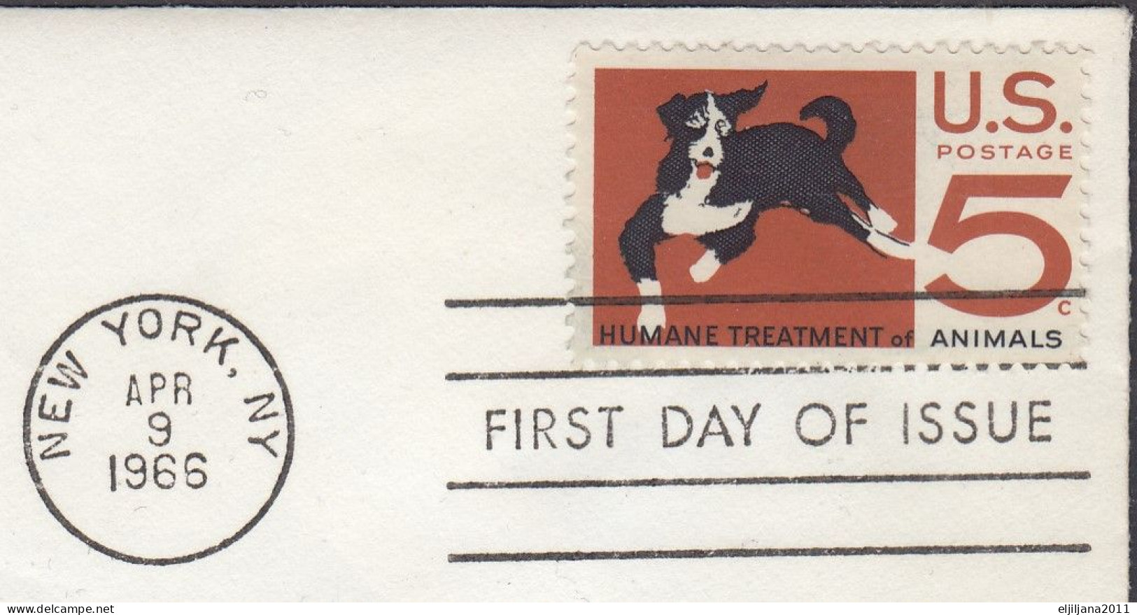 Action !! SALE !! 50 % OFF !! ⁕ USA 1966 ⁕ 100th. Humane Treatment Of Animals 5c. ⁕ FDC Cover, New York - 1961-1970