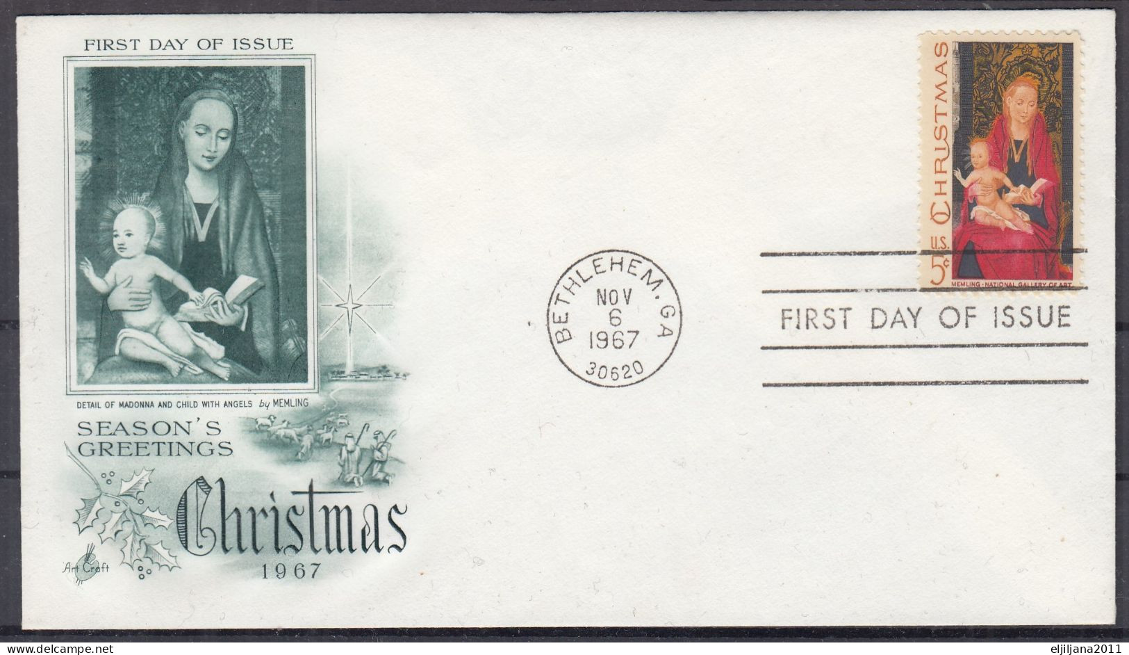 Action !! SALE !! 50 % OFF !! ⁕ USA 1967 ⁕ FDC Cover Christmas ⁕ Bethlehem First Day Of Issue - 1961-1970