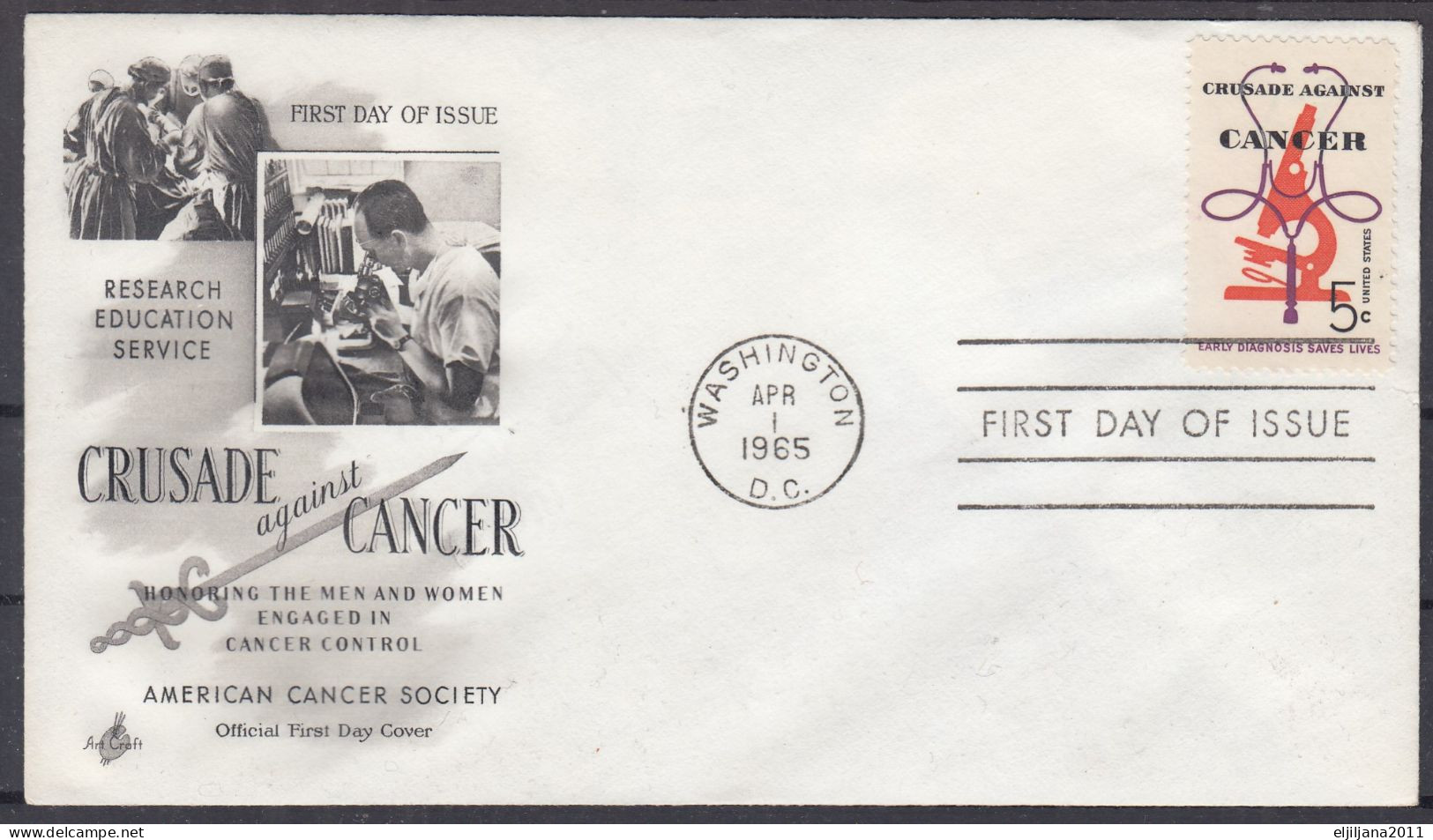 Action !! SALE !! 50 % OFF !! ⁕ USA 1965 ⁕ FDC Cover CANCER Crusade Against ⁕ First Day Of Issue - 1961-1970