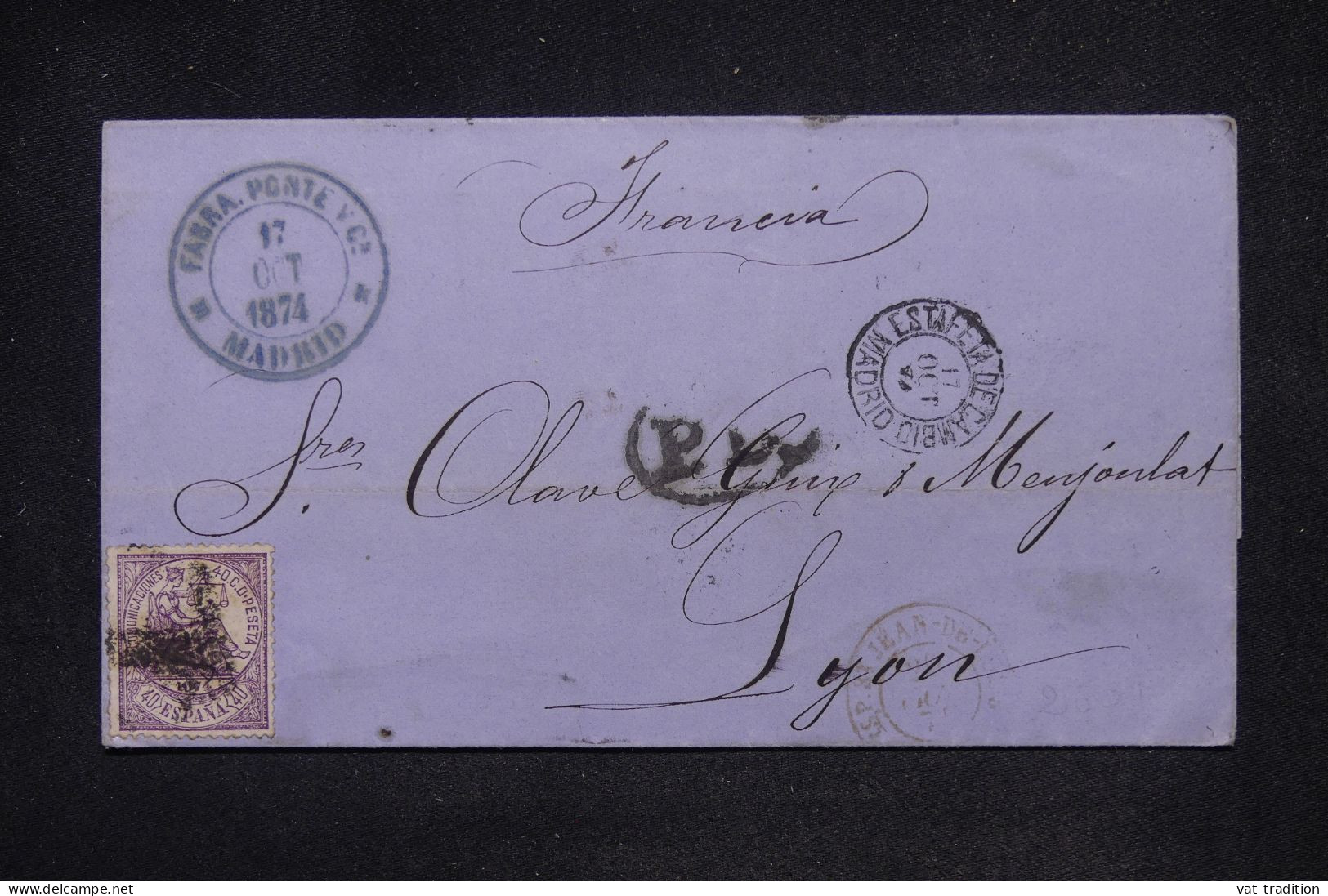 ESPAGNE - Lettre Commerciale De Madrid Pour La France En 1874  - L 147888 - Brieven En Documenten