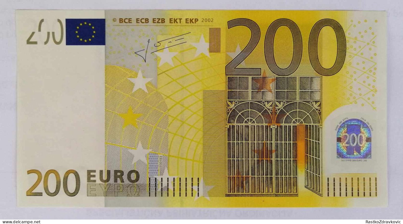 200 EURO BANKNOTE+2002 PREFIX X+GUVERNER SIGNATURE JEAN CLAUDE TRICHET+RARE+UNC - 200 Euro