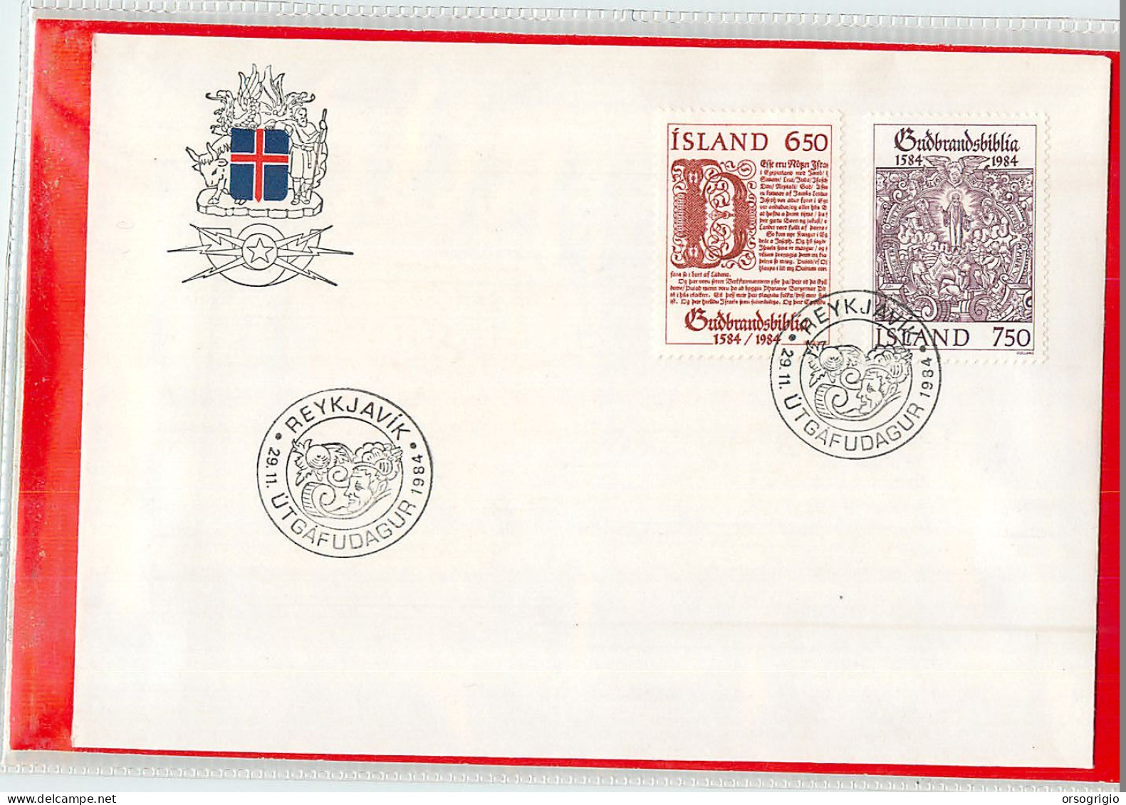 ISLANDA - ISLAND - FDC 1984 - BIBLIA - FDC