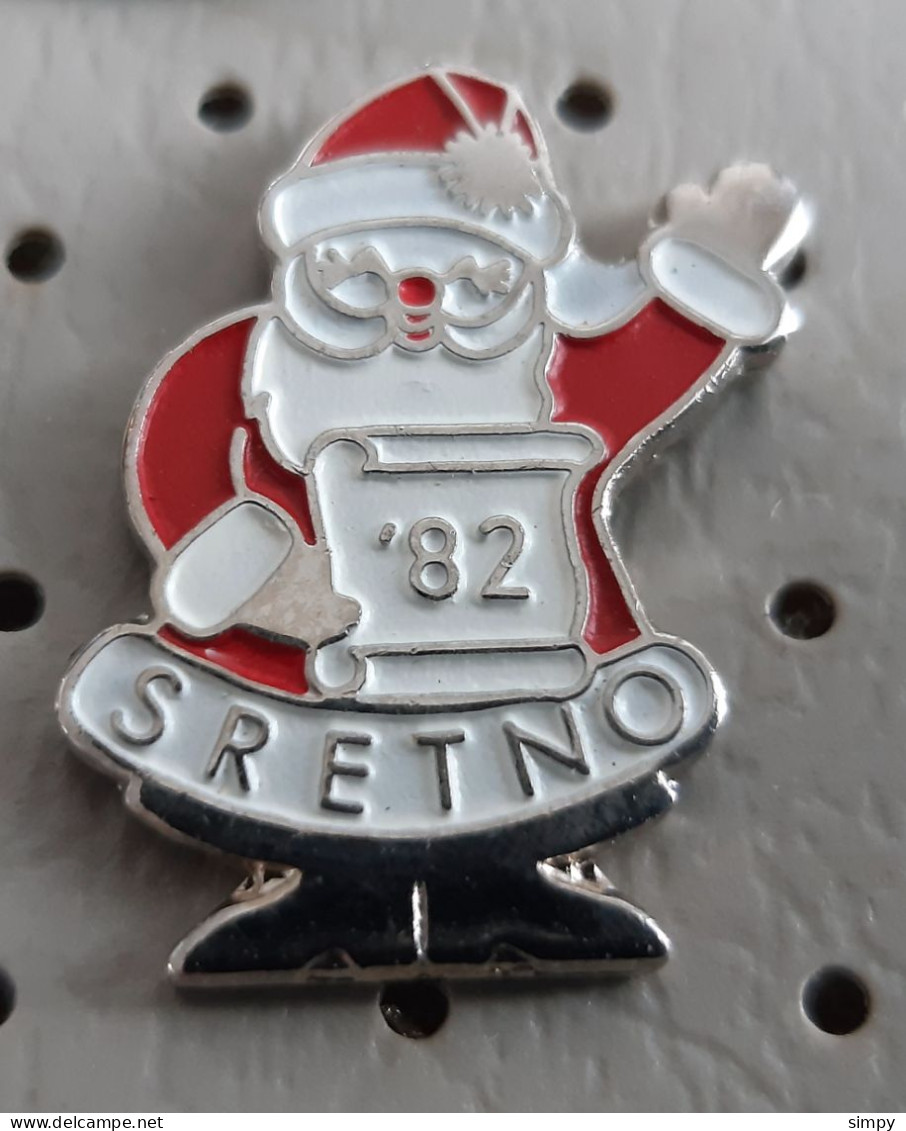 Happy New Year 1982 Christmas Santa Claus Croatia Yugoslavia Pin - Navidad