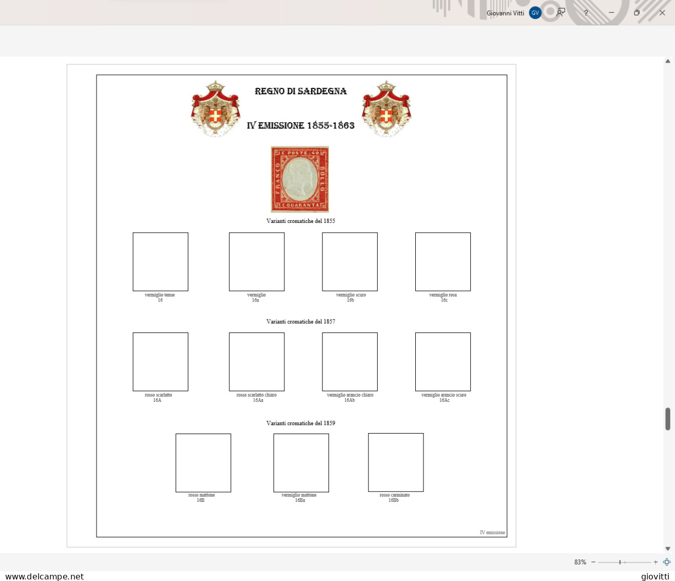 IV Emissione Di Sardegna, Fogli Autocostruiti. - Boites A Timbres