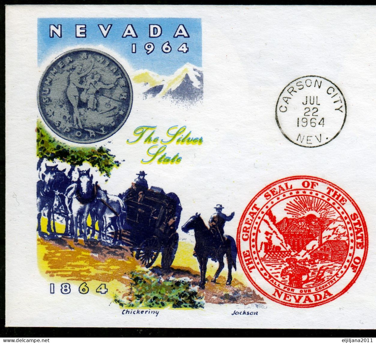 Action !! SALE !! 50 % OFF !! ⁕ USA 1964 ⁕ FDC Cover NEVADA Statehood 1864 5c. ⁕ Carson City - 1961-1970