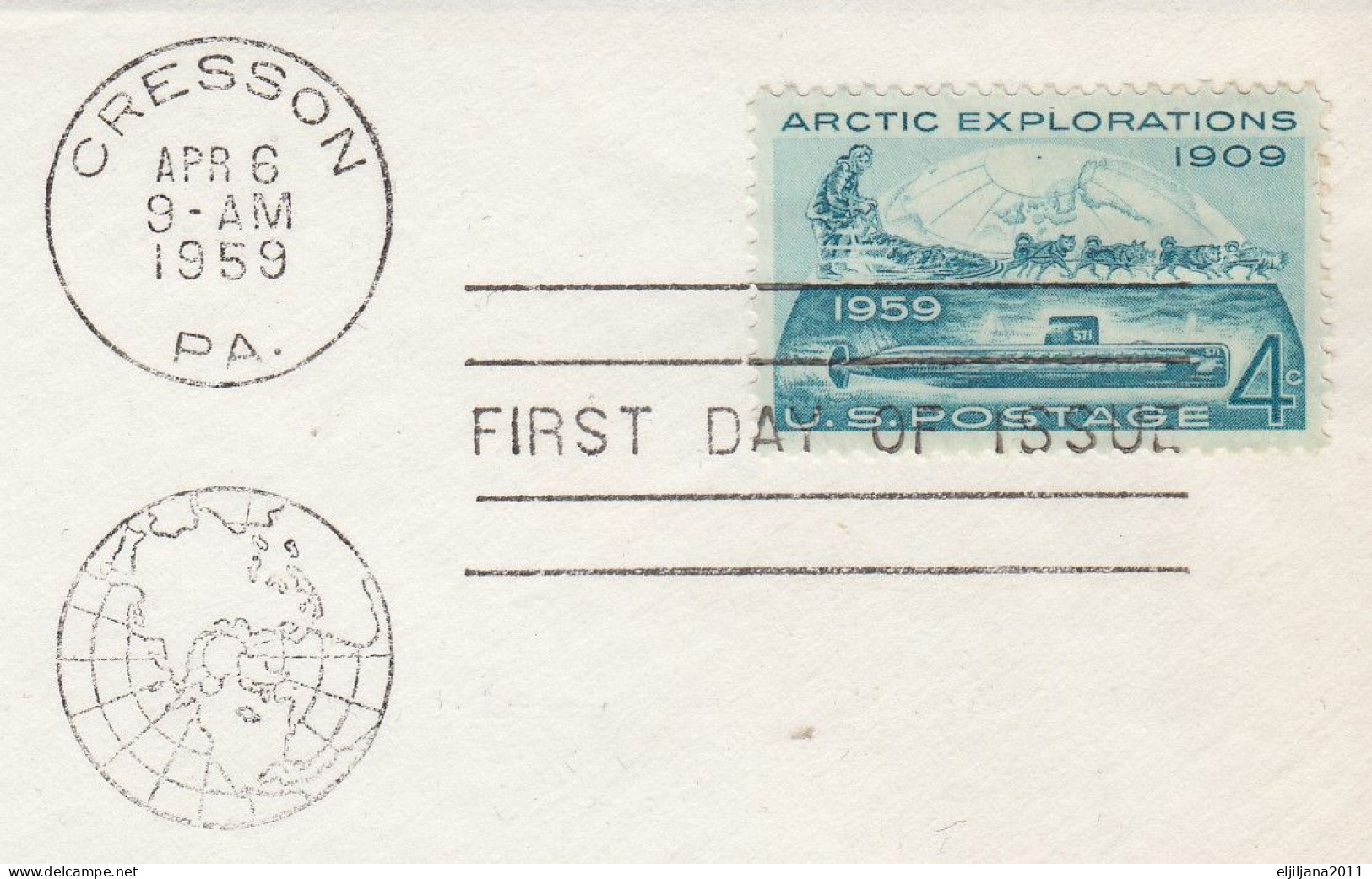 Action !! SALE !! 50 % OFF !! ⁕ USA 1959 ⁕ 50 Years Of ARCTIC Explorations ⁕ FDC Cover CRESSON - 1951-1960