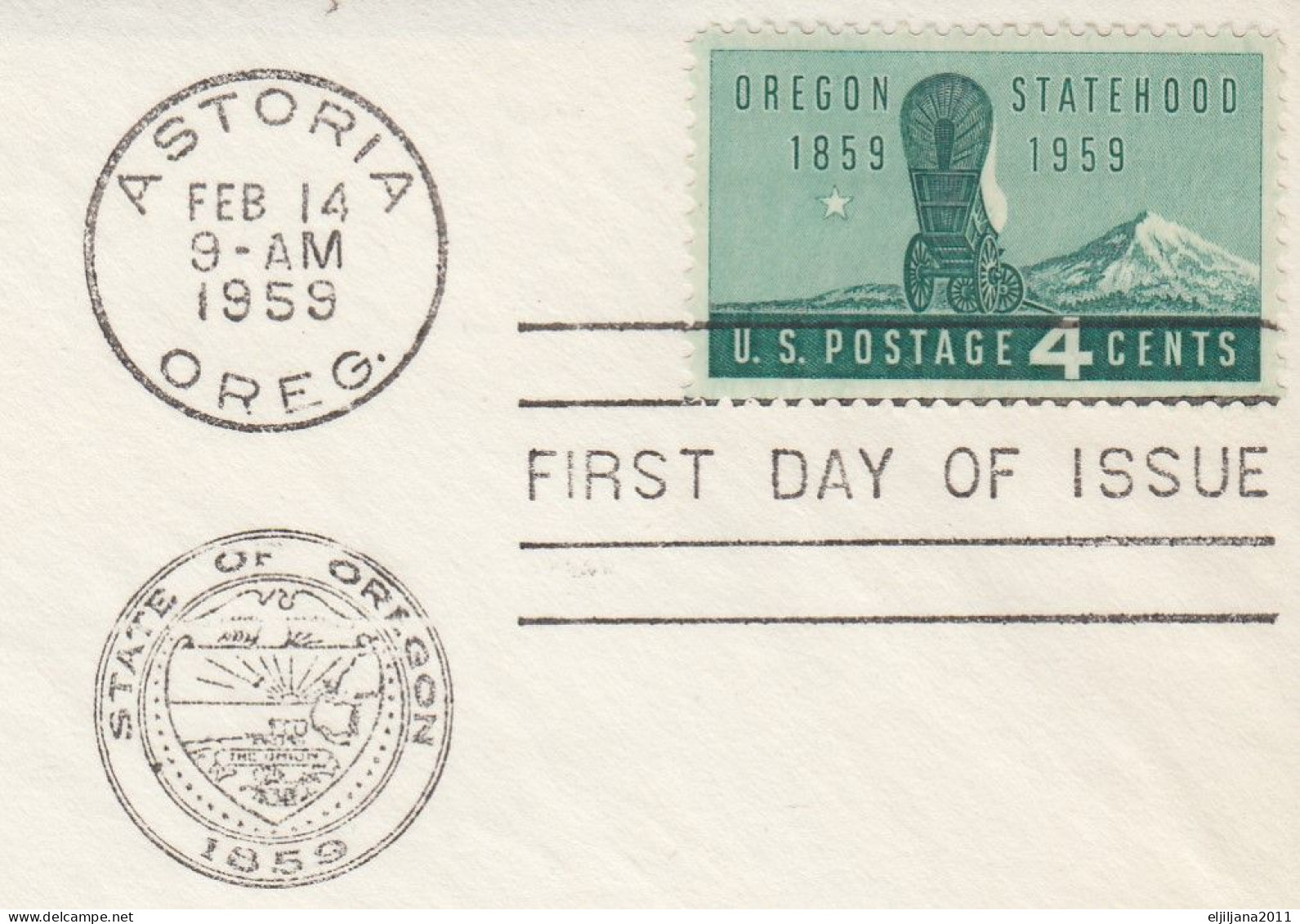 Action !! SALE !! 50 % OFF !! ⁕ USA 1959 ⁕ 100th Anniv. Of OREGON STATEHOOD 4c. ⁕ FDC Cover ASTORIA - 1951-1960