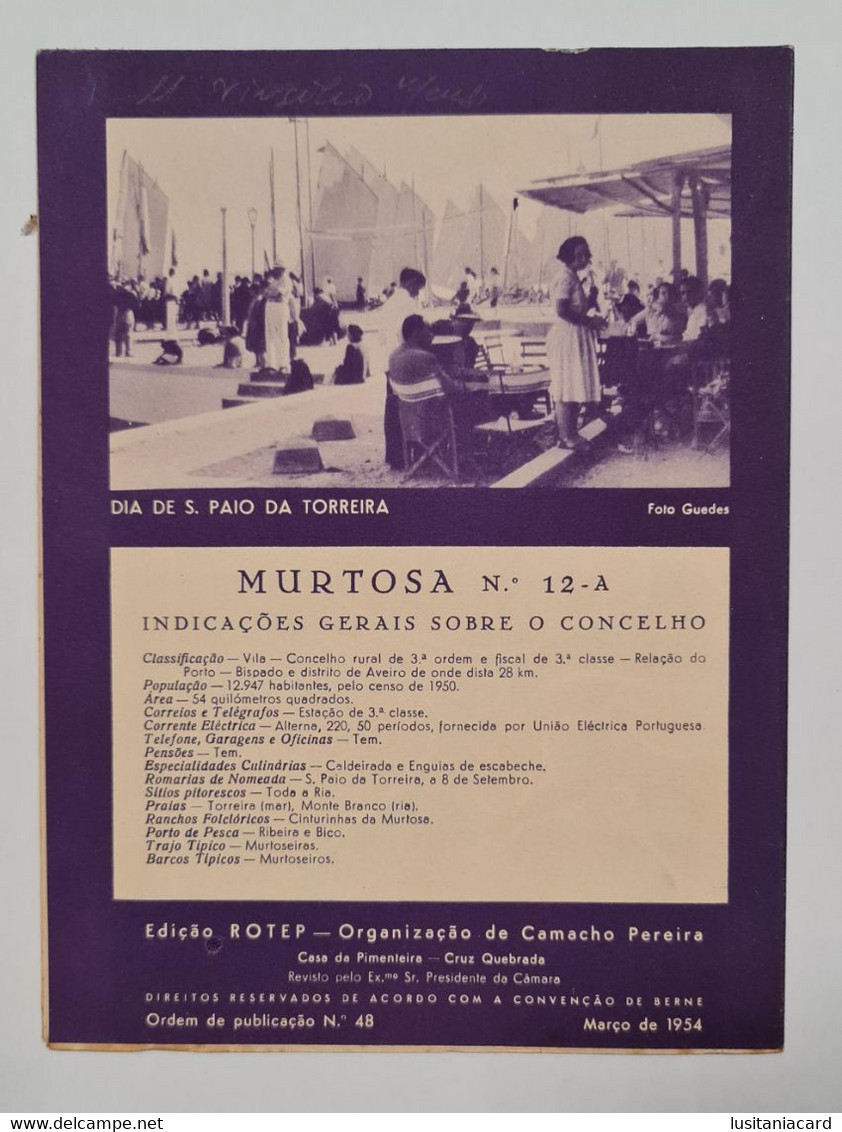 MURTOSA - ROTEIRO TURÍSTICO - « Vista Aérea Da Torreira Com A Ria E O Mar»(Ed. Rotep Nº 48 1954) - Livres Anciens