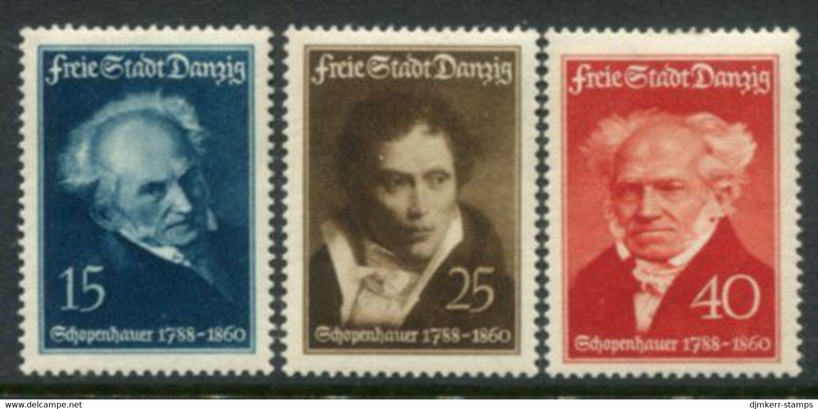 DANZIG 1938 Schopenhauer Birth Anniversary MNH / **  Michel 281-83 - Mint