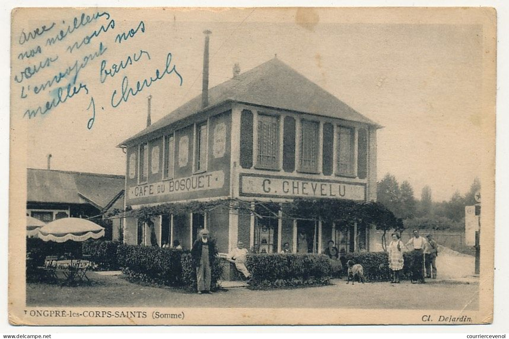 CPA - LONGPRE-LES-CORPS-SAINTS (Somme) - Café Du Bosquet C.Chevelu + Photo Hôtel Du Bosquet - Altri & Non Classificati