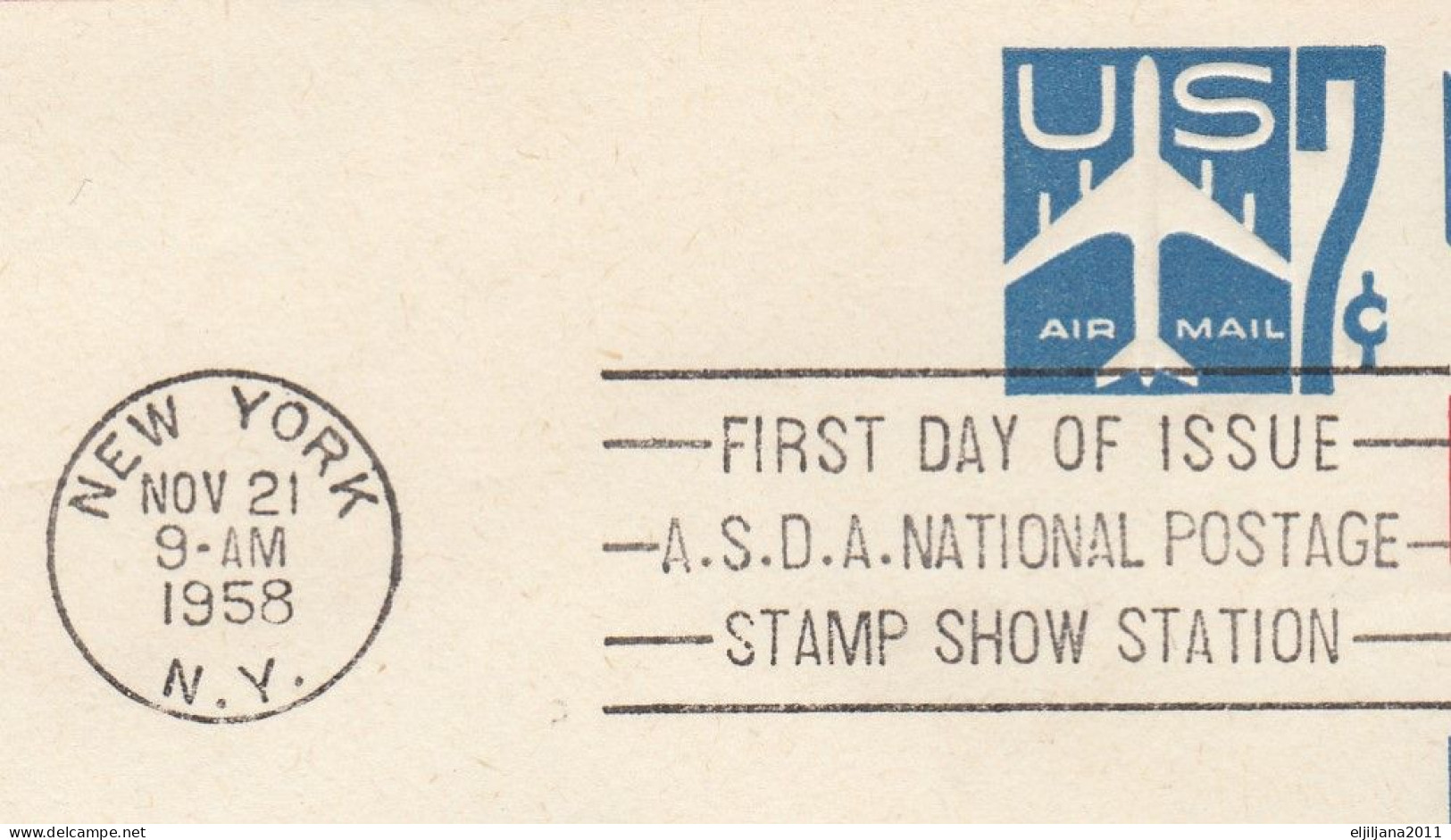Action !! SALE !! 50 % OFF !! ⁕ USA 1958 ⁕ Air Mail 7c. Jet Airplane / JENNIES To JETS ⁕ FDC Stationery Cover New York - 1951-1960