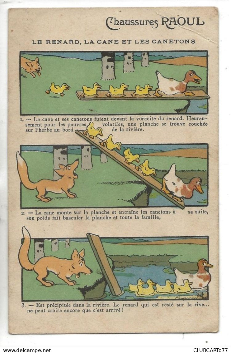 Rabier Benjamin (Illustrateur) : Le Renard, La Cane Et Les Canetons Pub Chaussures Raoul En 1910 (animé) ETAT PF. - Rabier, B.