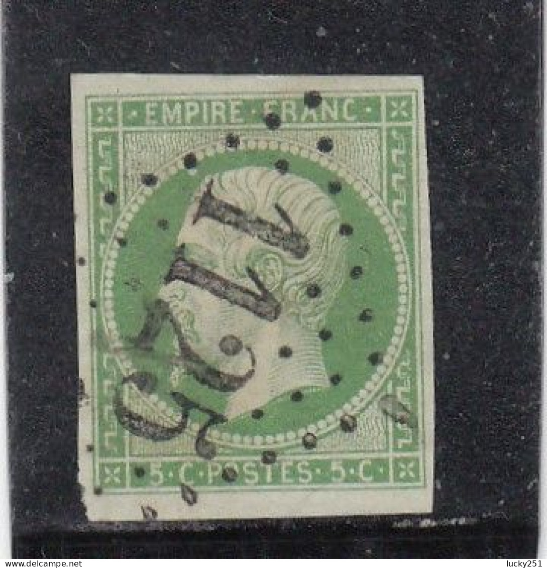 France - Année 1853-62 - N°YT N° 12 - 5c Vert - Empire - Oblitération GC - 1853-1860 Napoléon III