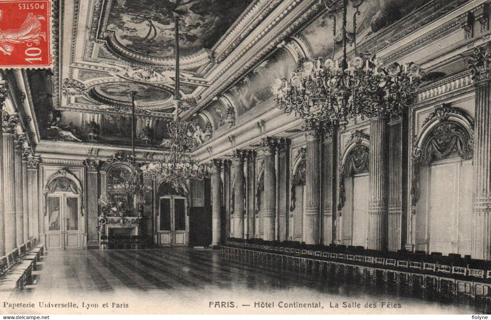 Paris - Hôtel CONTINENTAL - 2 Cpa - Salle Des Fêtes Et Un Salon - Cafés, Hoteles, Restaurantes