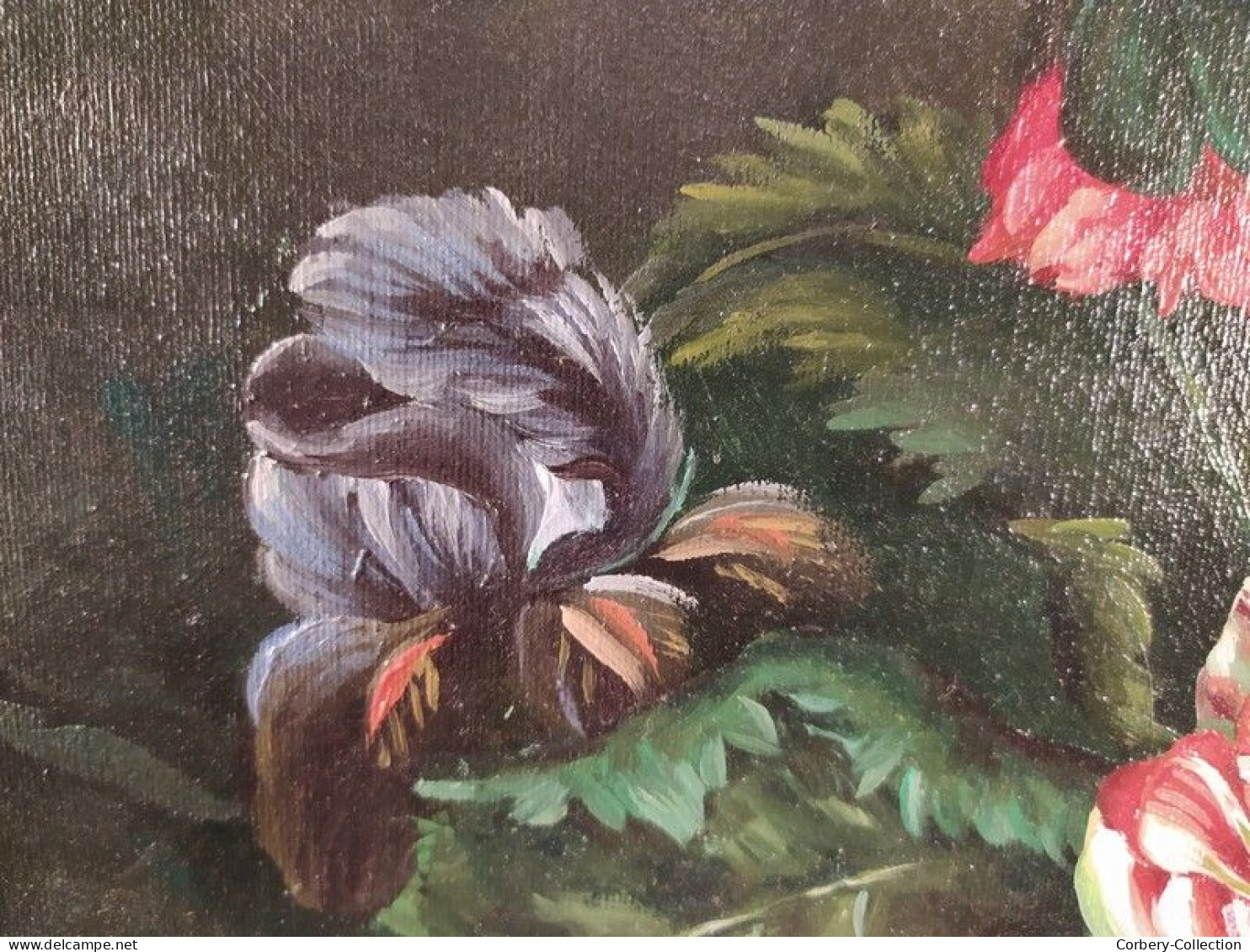 Tableau Peinture Nature Morte Bouquet De Fleurs Seconde Moitié Du XXème Siècle, Signée J. Swire - Oleo