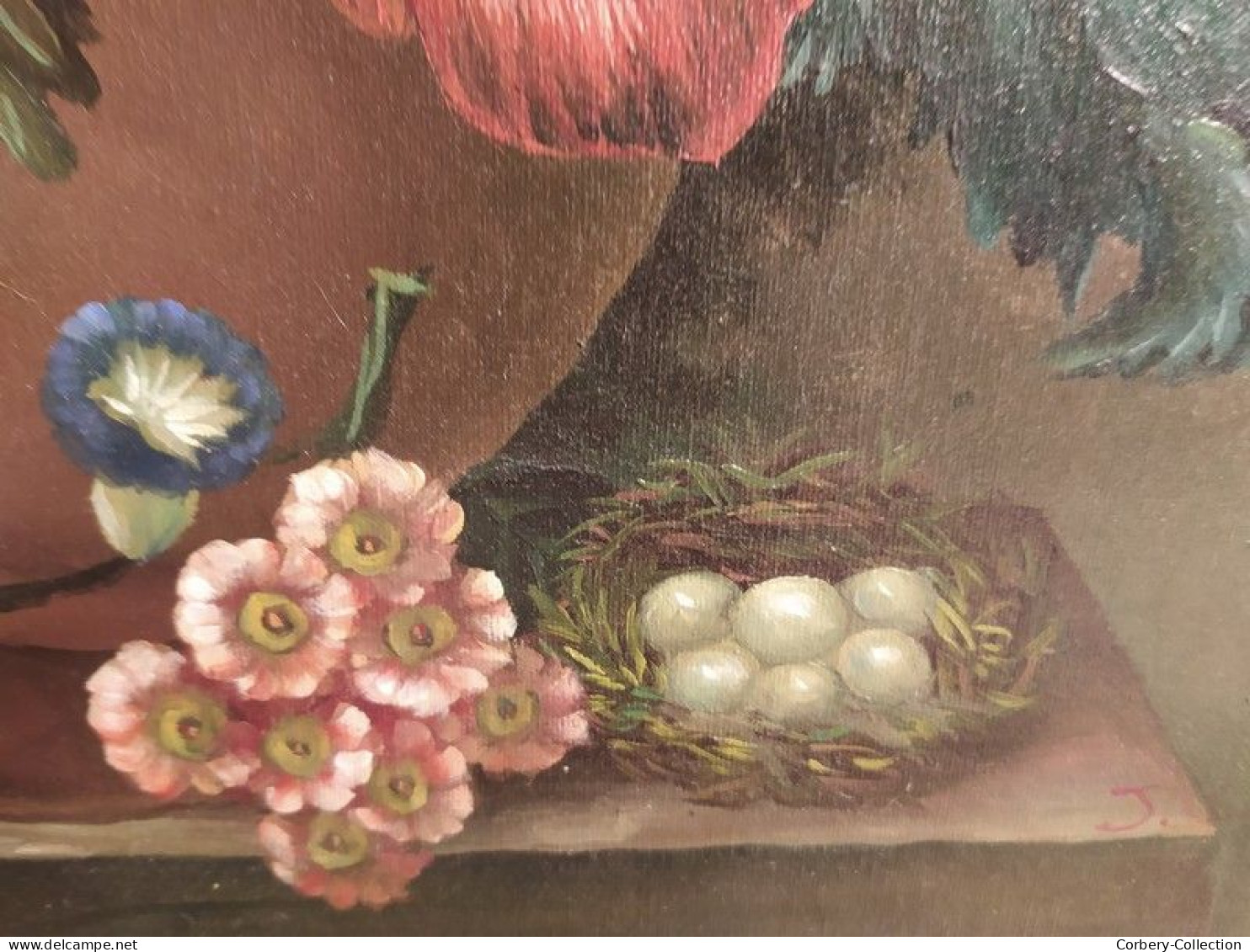 Tableau Peinture Nature Morte Bouquet de Fleurs Seconde moitié du XXème siècle, signée J. Swire