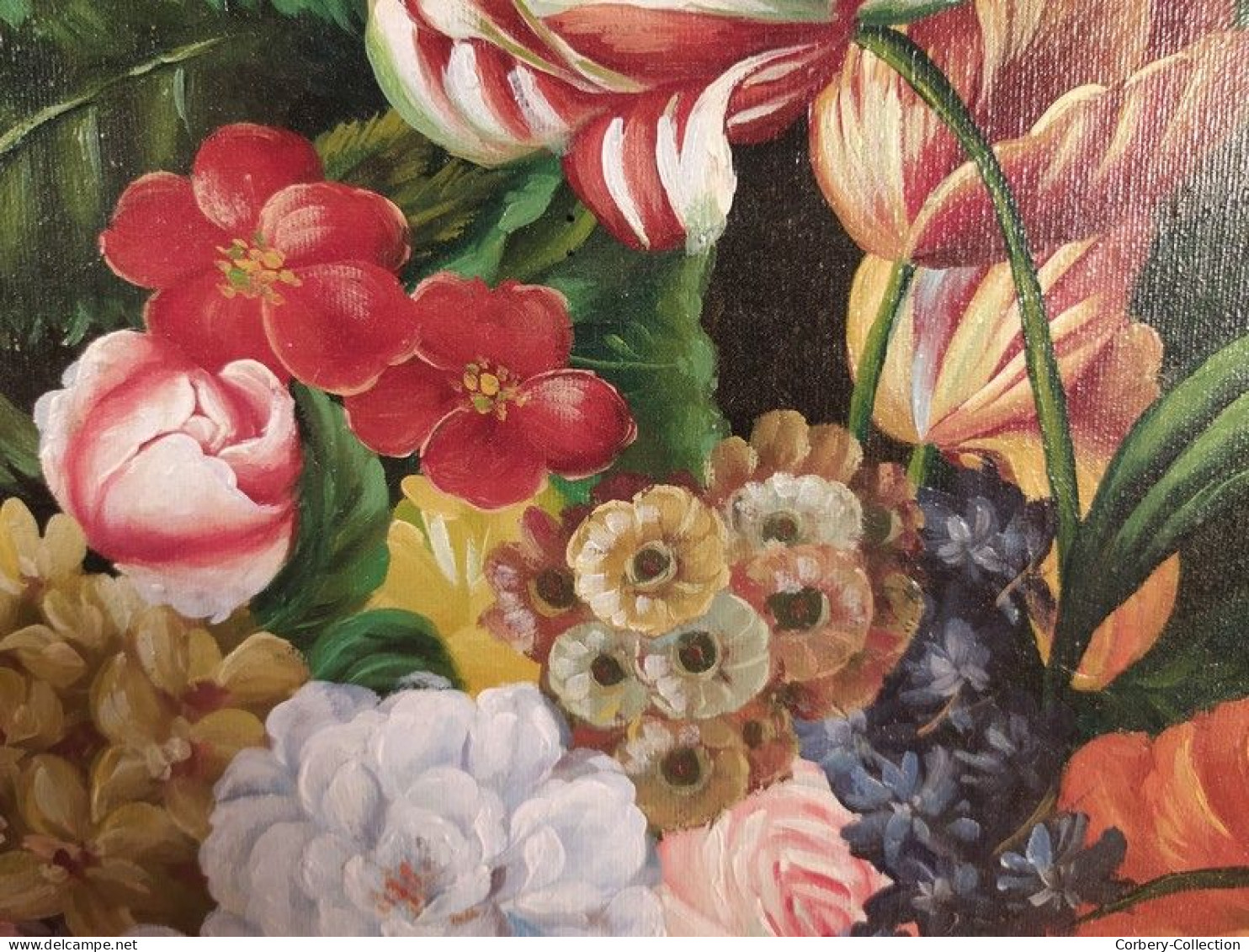 Tableau Peinture Nature Morte Bouquet de Fleurs Seconde moitié du XXème siècle, signée J. Swire