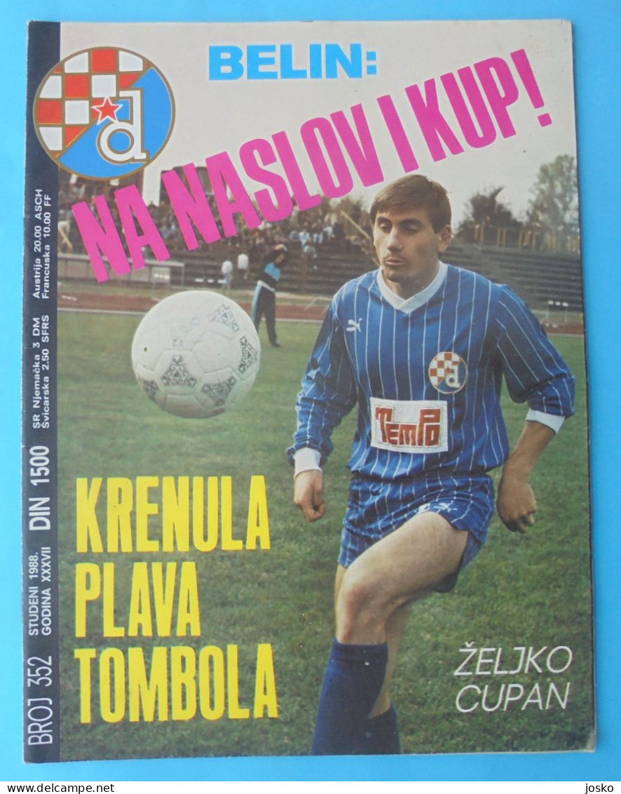 GNK DINAMO ZAGREB - Croatia Old Football Club Magazine No. 352 (1988) * Croatie Kroatien Croazia Soccer Fussball Foot - Libros