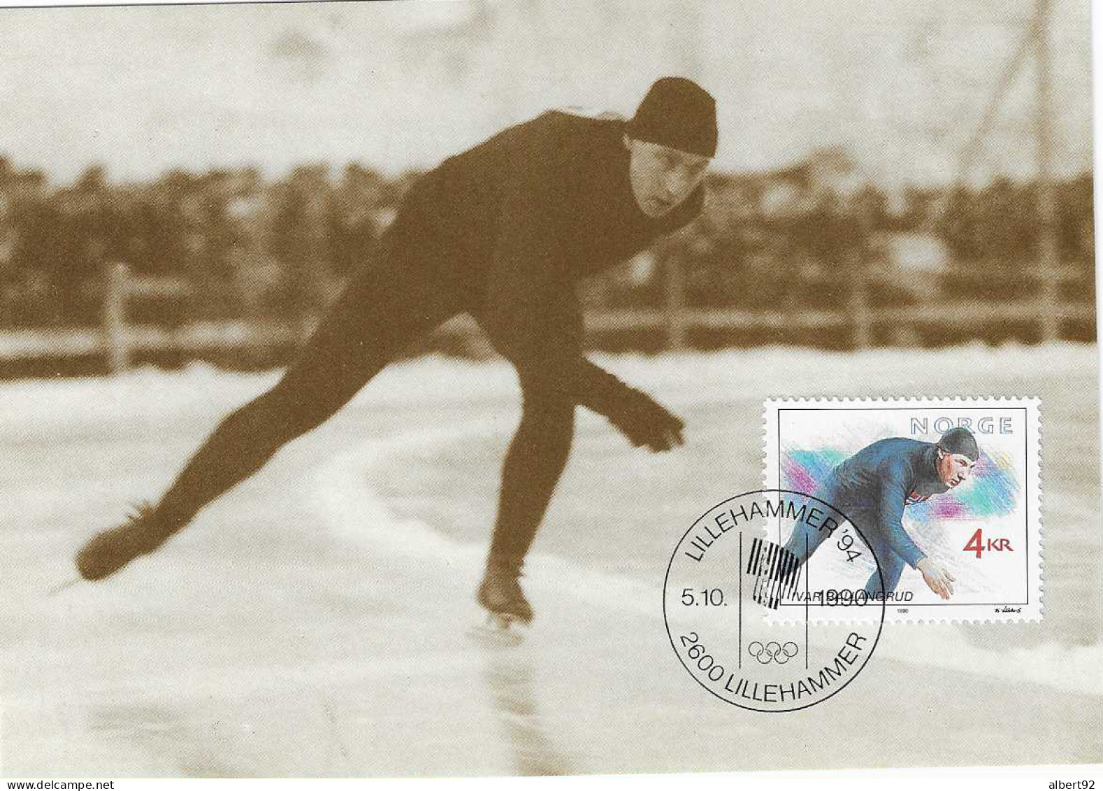 1990 Hommage à Ivar Ballangrud Patinage De Vitesse: Médaillé Or Aux Jeux Olympiques De Saint Moritz 1928 (5000m) - Winter 1928: St-Moritz