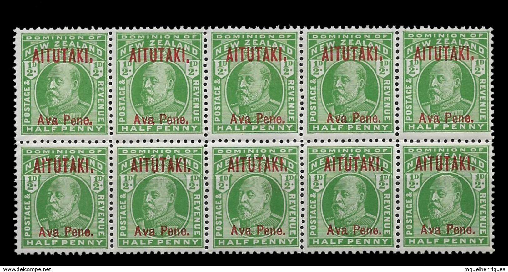 AITUTAKI STAMP - 1911 Stamp Of New Zealand Overprinted BLOCK OF 10 MNH (NP#12) - Oceania (Other)